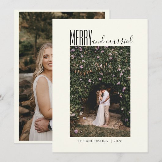 ミニマリスト メリー 結婚式 ウェディング 二枚の写真  シーズンカード (正面/裏面)