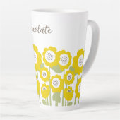 ミニマリスト モダンなひまわり ミニマル カスタムネーム カフェラテマグ (右アングル)