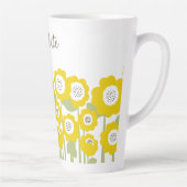 ミニマリスト モダンなひまわり ミニマル カスタムネーム カフェラテマグ (右)