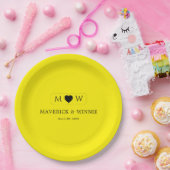 ミニマリスト モダン ウェディング ブライト イエロー 9" ラウンド ペーパープレート (パーティー)