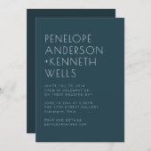ミニマリスト モダン エレガント ダーク ティール ウェディング 招待状 (正面/裏面)