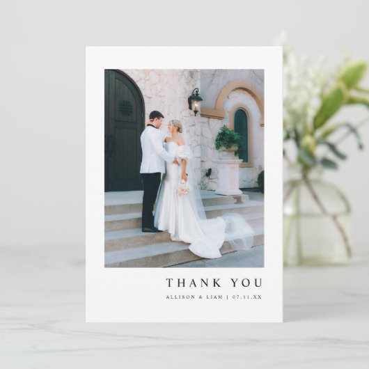 ミニマリスト モダン オーダーメイド ウェディング フォト サンキューカード (スタンド正面)