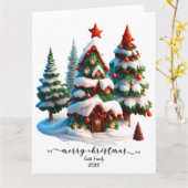 ミニマリスト モダン オーダーメイド クリスマスカード カード (黄色い花)