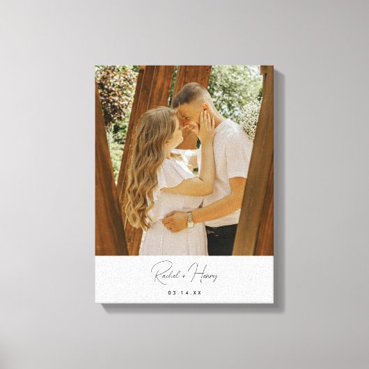 ミニマリスト モダン カスタム カップル フォト キャンバスプリント (正面)