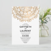 ミニマリスト モダン ゴールド ラグジュアリー マンダラ ウェディング 招待状 (スタンド正面)