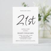 ミニマリスト モダン シンプル カリグラフィー 21歳の誕生日 招待状 (スタンド正面)