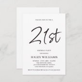 ミニマリスト モダン シンプル カリグラフィー 21歳の誕生日 招待状 (正面/裏面)