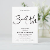 ミニマリスト モダン シンプル カリグラフィー 34歳の誕生日 招待状 (スタンド正面)