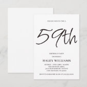 ミニマリスト モダン シンプル カリグラフィー 59歳の誕生日 招待状 (正面/裏面)