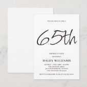 ミニマリスト モダン シンプル カリグラフィー 65歳の誕生日 招待状 (正面/裏面)
