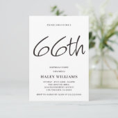 ミニマリスト モダン シンプル カリグラフィー 66歳の誕生日 招待状 (スタンド正面)