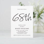 ミニマリスト モダン シンプル カリグラフィー 68歳の誕生日 招待状 (スタンド正面)