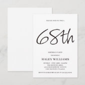 ミニマリスト モダン シンプル カリグラフィー 68歳の誕生日 招待状 (正面/裏面)
