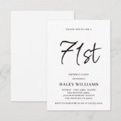 ミニマリスト モダン シンプル カリグラフィー 71歳の誕生日 招待状 (正面/裏面)