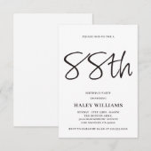 ミニマリスト モダン シンプル カリグラフィー 88歳の誕生日 招待状 (正面/裏面)