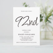 ミニマリスト モダン シンプル カリグラフィー 92歳の誕生日 招待状 (スタンド正面)