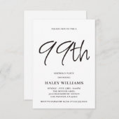 ミニマリスト モダン シンプル カリグラフィー 99歳の誕生日 招待状 (正面/裏面)