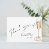ミニマリスト モダン スクリプト パールとプロセッコ サンキューカード (スタンド正面)