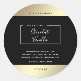 ミニマリスト モダン タイポグラフィー ブラック ゴールド コスメ ラウンドシール
