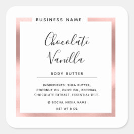 ミニマリスト モダン タイポグラフィー ホワイト ローズゴールド フレーム スクエアシール