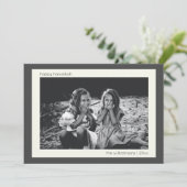 ミニマリスト モダン チャコールグレー ハヌカ フォト シーズンカード (スタンド正面)