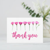 ミニマリスト モダン フラワーピンク サンキューカード (スタンド正面)