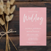 ミニマリスト モダン ブッシュピンク QR コード ウェディング 招待状