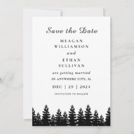 ミニマリスト モダン ブラック ホワイト ウィンター ウェディング セーブザデート