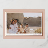 ミニマリスト モダン ベージュ ピンク 1 フォト リアル 箔シーズンカード (正面)