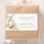 ミニマリスト モダン ホワイト ピオニー フラワーレース ラベル (インサイチュ)