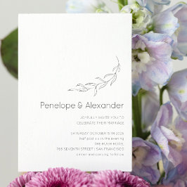 ミニマリスト モダン ボタニカル ドローイング シック ウェディング 招待状