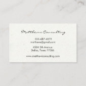 ミニマリスト モダン 白 ダイシー スクリプト フラワー 名刺 (裏面)