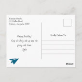 ミニマリスト モダン 紙飛行機 コンパス, 誕生日 ポストカード (裏面)