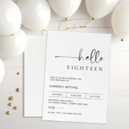 ミニマリスト モダン 18歳の誕生日パーティー招待状 招待状