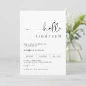 ミニマリスト モダン 18歳の誕生日パーティー招待状 招待状 (スタンド正面)