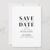 ミニマリスト・モノグラムブラック&ホワイトWebサイトQRコード セーブザデート (正面)