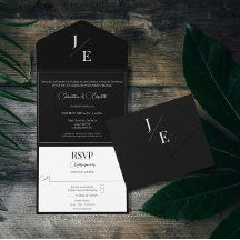 ミニマリスト モノグラム ウェディング | ブラック