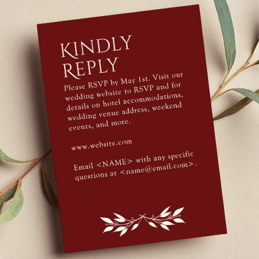 ミニマリスト モノグラム ストライプ ローズウッド レッド 出欠カード