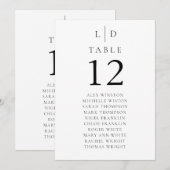 ミニマリスト モノグラム テーブル ナンバー 席次表 招待状 (正面/裏面)