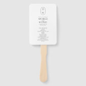 ミニマリスト モノグラム ブラック＆ホワイト ウェディング プログラム ハンドファン (正面)