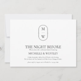 ミニマリスト モノグラム 結婚式 リハーサル ディナー 招待状