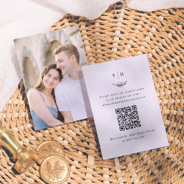 ミニマリスト・モノグラムQRコードフォト結婚式RSVP エンクロージャーカード