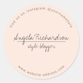 ミニマリスト ユニーク 手書き ピンク ラウンドシール