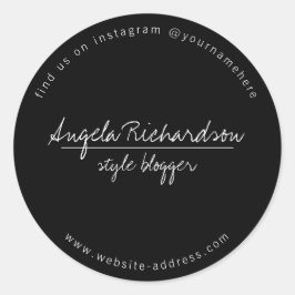 ミニマリスト ユニーク 手書き ブラック ラウンドシール