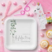 ミニマリスト ユーカリ おめでとう 未来のミセス ネーム ペーパープレート (パーティー)