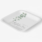 ミニマリスト ユーカリ おめでとう 未来のミセス ネーム ペーパープレート (傾斜あり)