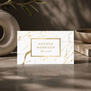 ミニマリスト ライフコーチ ゴールドマーブル ホワイト 名刺