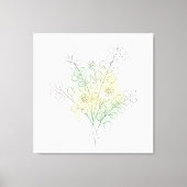 ミニマリスト ラインアート フラワー 抽象 水彩画 キャンバスプリント (正面)