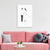 ミニマリスト ラインアート ロマンチック カップル 手をつないで キャンバスプリント (インサイチュ (リビング))