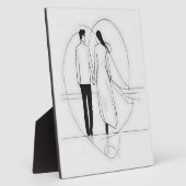 ミニマリスト ラインアート ロマンチック カップル 手をつないで フォトプラーク (側面)